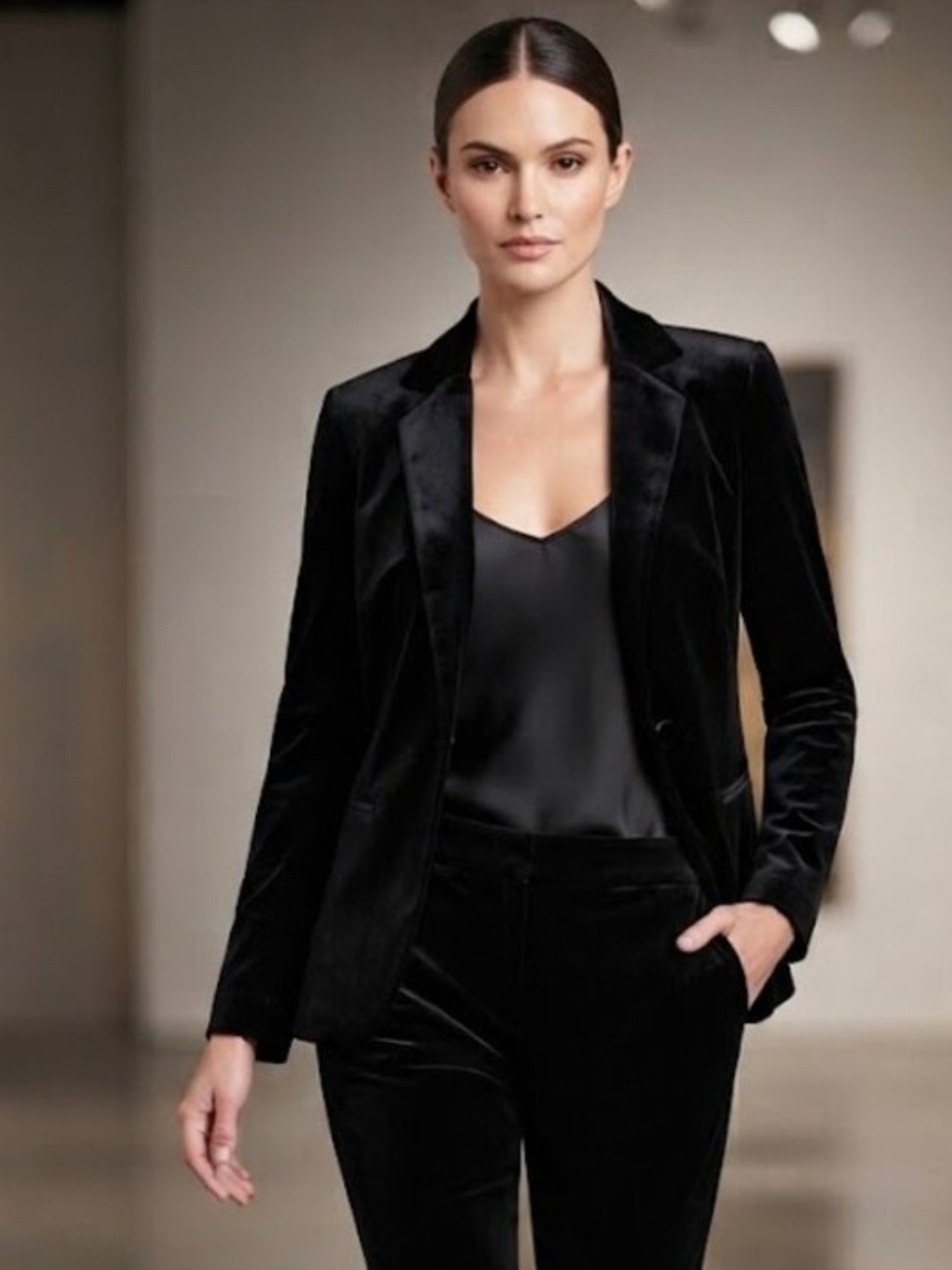 Tahari Black Velvet Tailored Women's Blazer